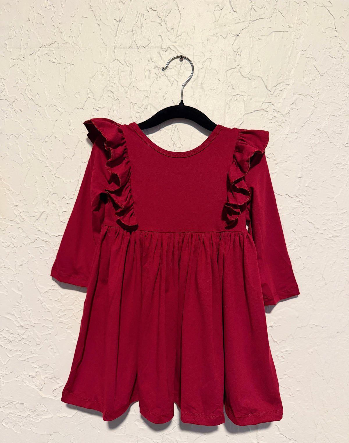 Burgundy Ruffle Twirl Dress