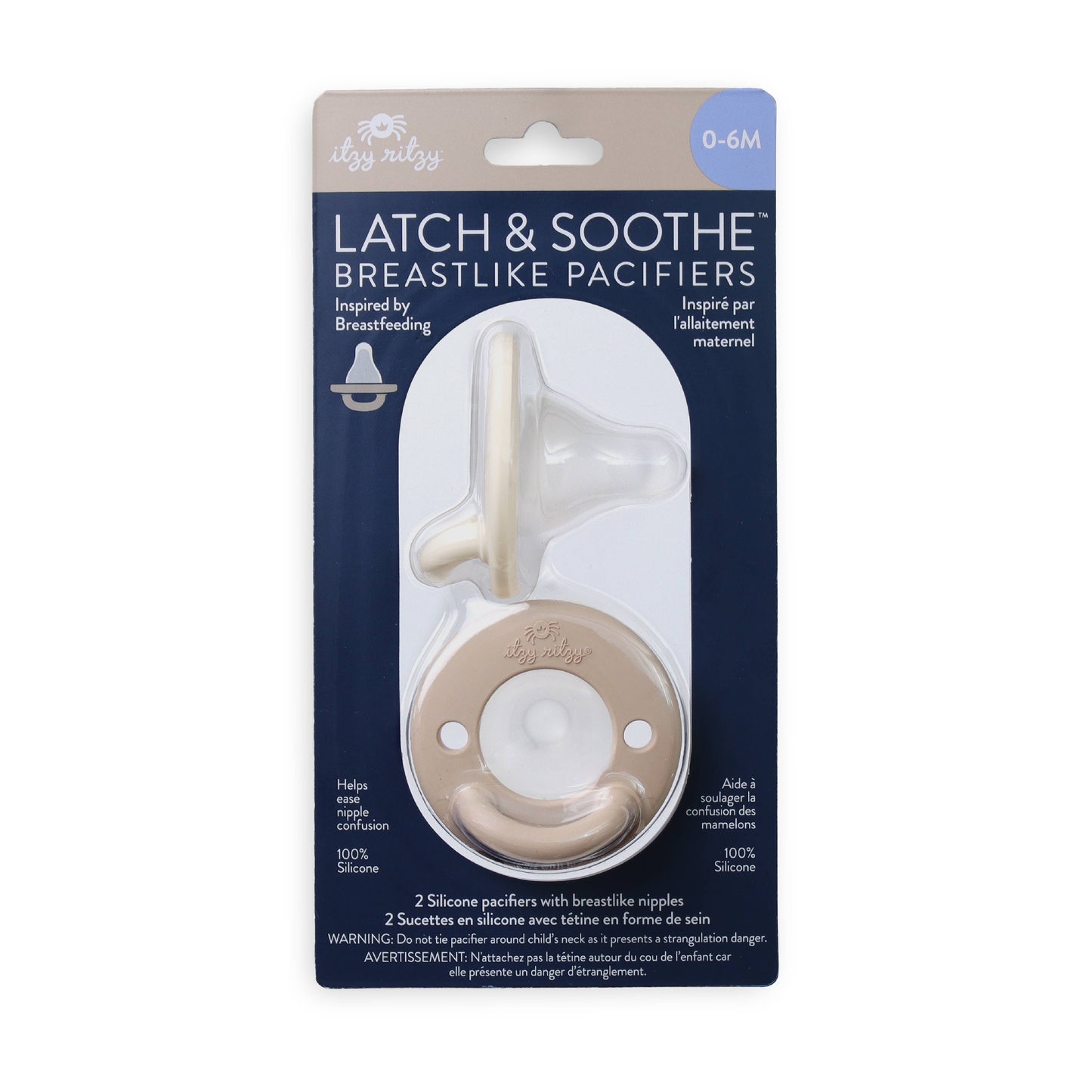 NEW Latch & Soothe Breastlike Pacifier Taupe Set