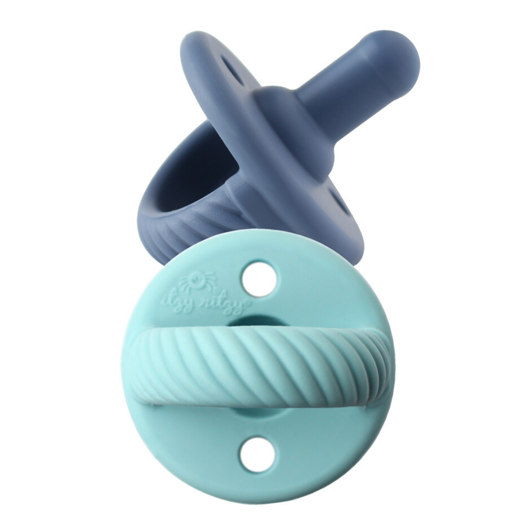 Pacifier Sets (2-pack): Robin's Egg Blue & Navy Cables