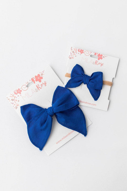 Clip/ Headband Hair Bow Royal Blue