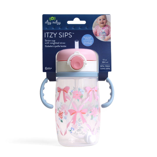 Straw Cup With Snap-Close Lid: Ribbons & Roses