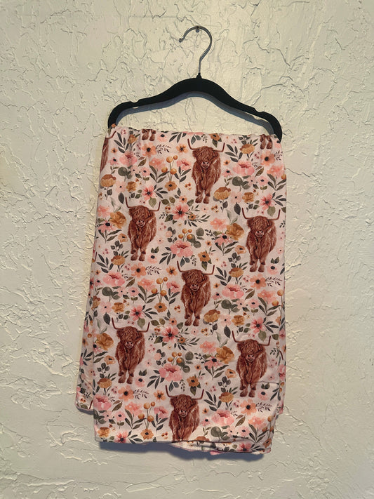 Pink Floral Cow Blanket