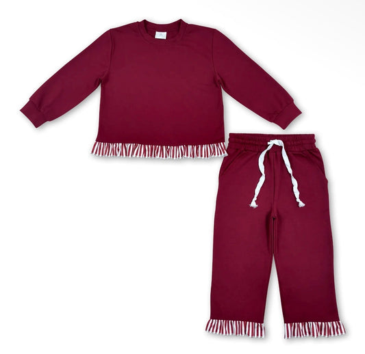 *PREORDER* Maroon Striped Ruffle Set 🤍