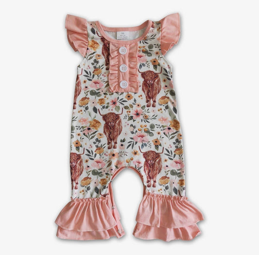 Baby Girl Highland Cow Jumpsuit