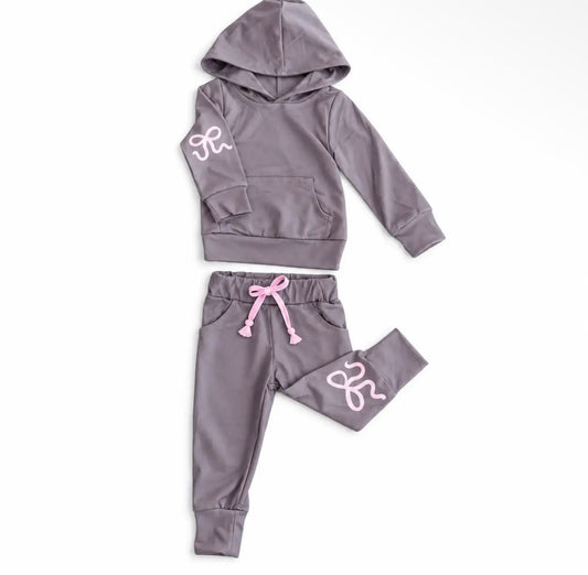 Dark Grey Bow Jogger Set 🎀