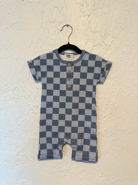 Blue Checkered Romper