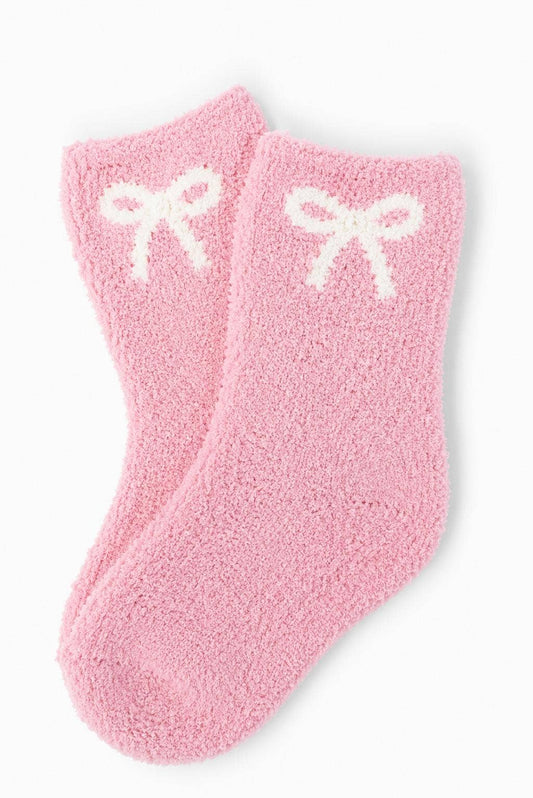 Light Pink Bow Cozy Socks