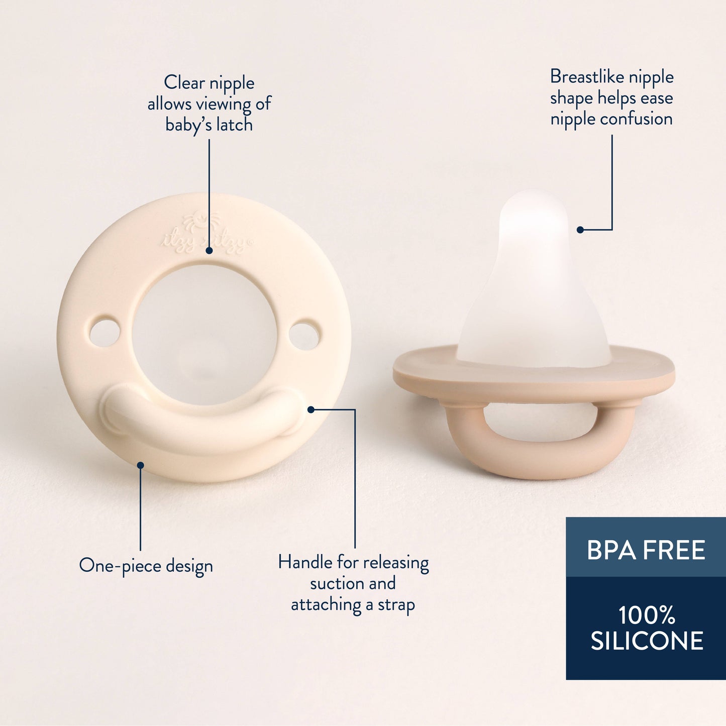 NEW Latch & Soothe Breastlike Pacifier Taupe Set